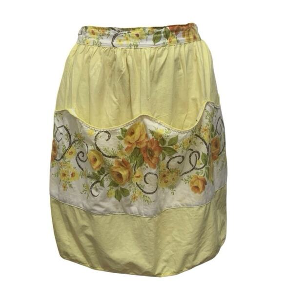 Handmade Other - Handmade Apron Waist Tie Yellow Rose Floral Pockets VTG Housewife Cottagecore
